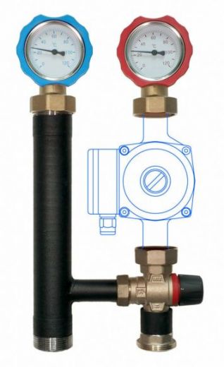 Группа быстрого монтажа MASKE 40.4 с термостатическим клапаном 35-60°C, без насоса Warme