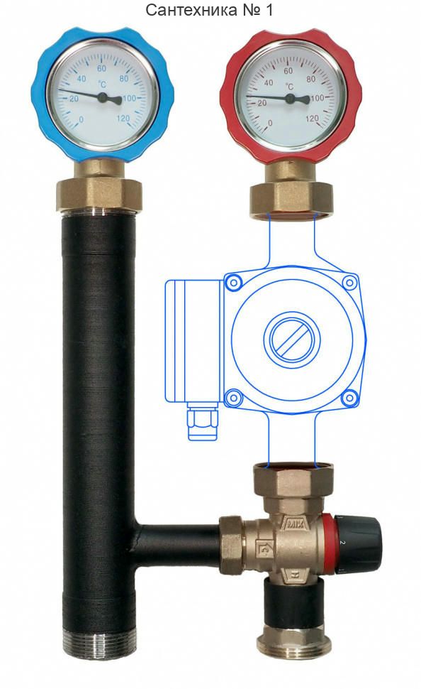 Группа быстрого монтажа MASKE 40.4 с термостатическим клапаном 35-60°C, без насоса Warme