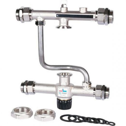 Насосно-смесительный узел с термостатическим клапаном 30-60°C без насоса STOUT