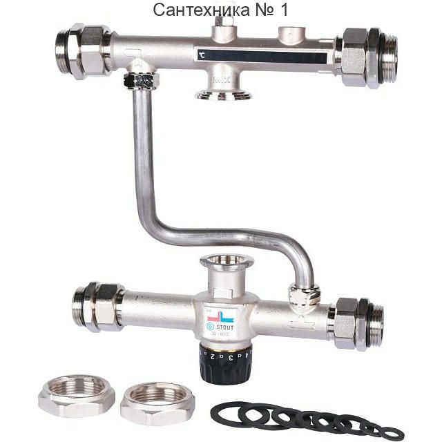 Насосно-смесительный узел с термостатическим клапаном 30-60°C без насоса STOUT