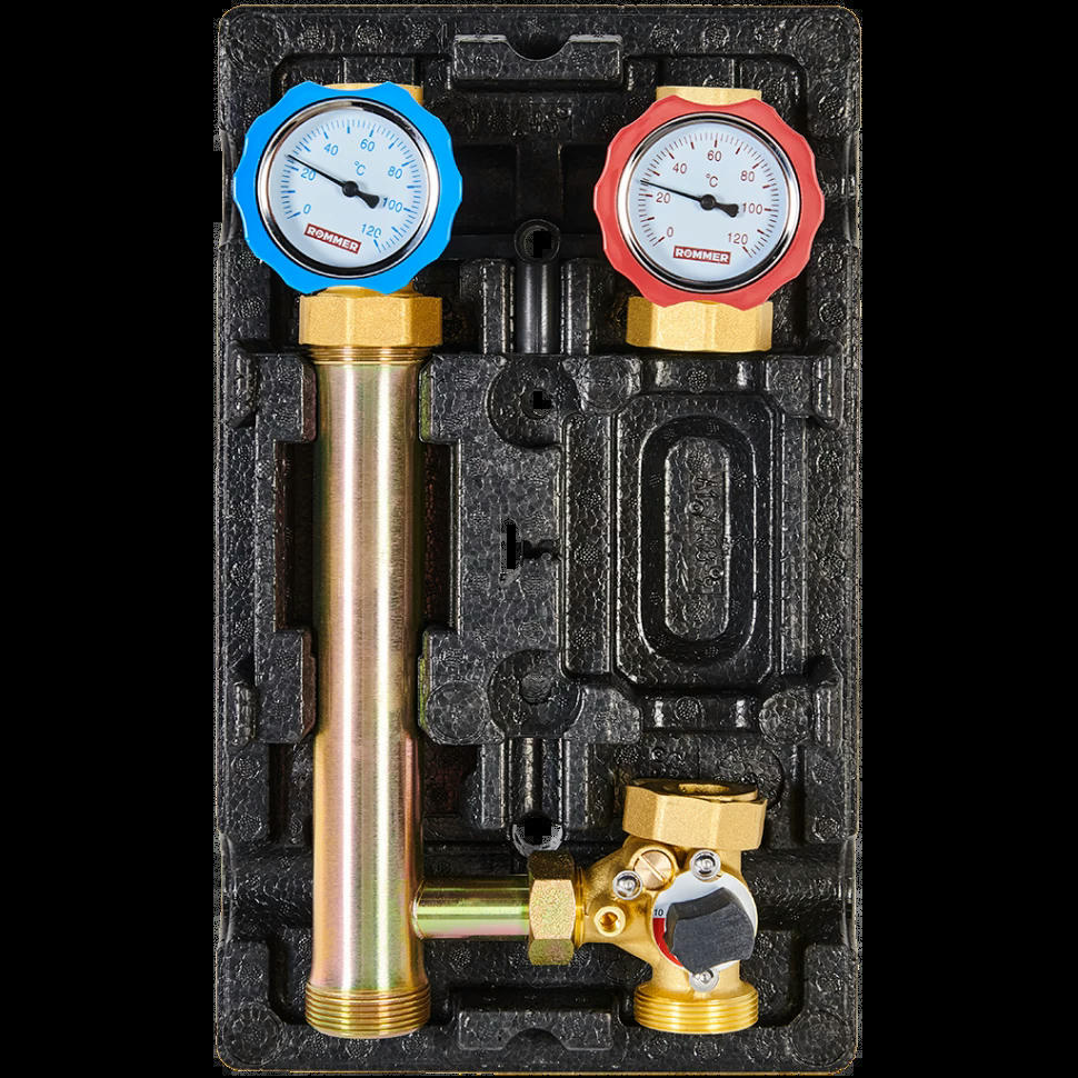 Насосная группа с 3-х ходовым приводным смесителем без насоса 1" ROMMER