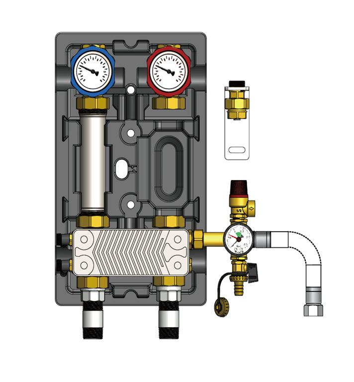 Насосная группа UK прямая с теплообменником 30 пластин 1" ZEISSLER