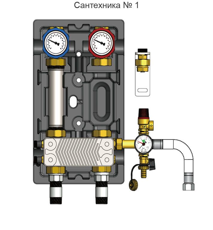 Насосная группа UK прямая с теплообменником 30 пластин 1" ZEISSLER
