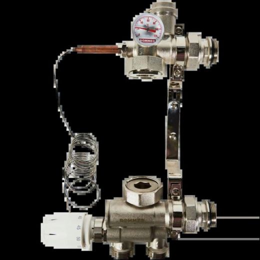 Насосно-смесительный узел с термостатической головкой с выносным датчиком , без насоса ROMMER