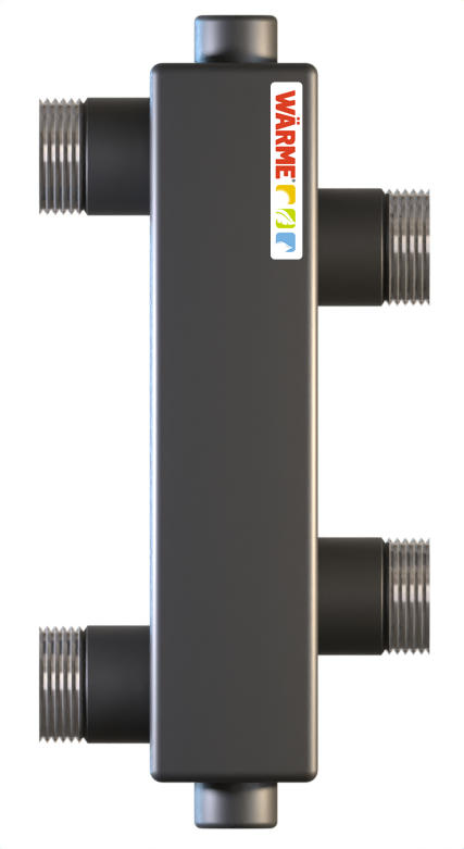 Гидрострелка WGR60B с резьбой и торцевыми отводами под воздушный клапан и грязевик Warme