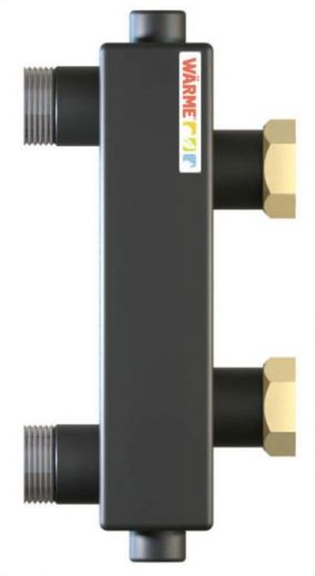 Гидрострелка WGR60GB с накидными гайками и торцевыми отводами под воздушный клапан и грязевик Warme