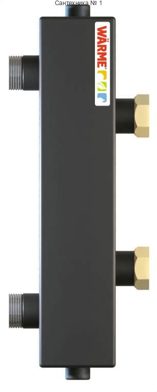 Гидрострелка WGR122GB с накидными гайками и торцевыми отводами под воздушный клапан и грязевик Warme