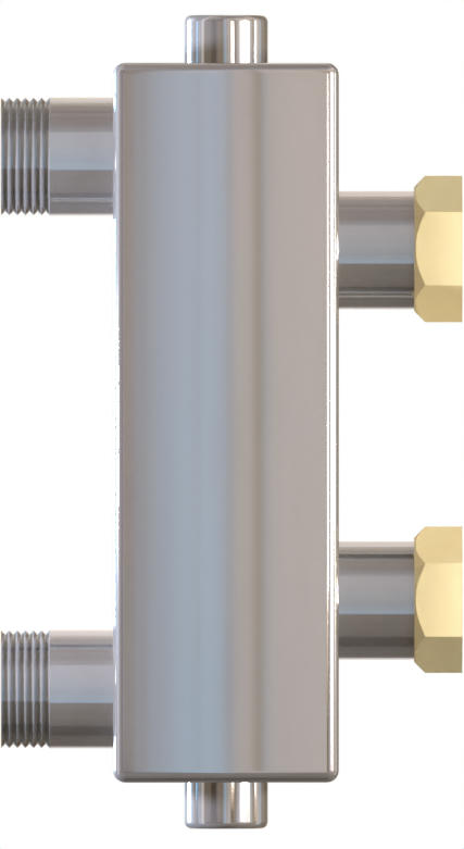 Гидрострелка WGR80SF из нержавеющей стали с накидными гайками, с отводами под воздушный клапан и грязевик Warme
