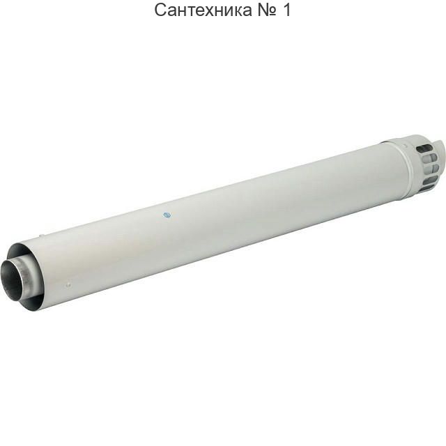 Элемент дымохода 60/100 финальный участок 1000 мм для горизонтального прохода через стену STOUT