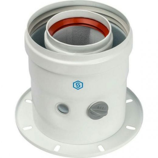 Элемент дымохода 60/100 адаптер для котла вертикальный коаксиальный (совместимый с Bosch и Buderus) STOUT