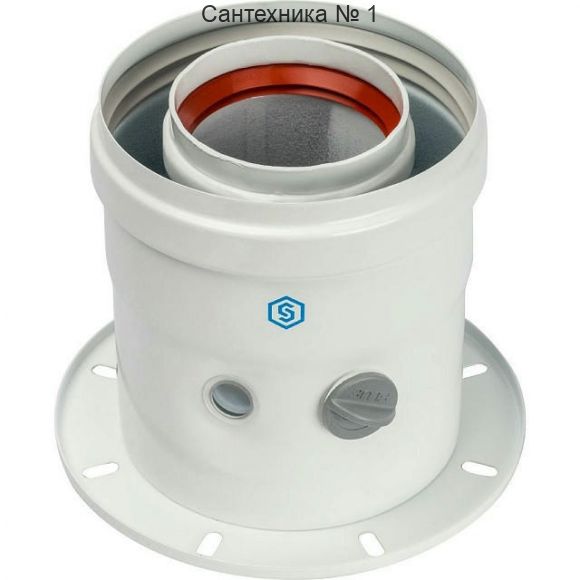 Элемент дымохода 60/100 адаптер для котла вертикальный коаксиальный (совместимый с Bosch и Buderus) STOUT