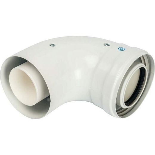 Элемент дымохода конденсационное колено 90° 60/100 м/п PP-FE (совместимый с Baхi и Viessmann) STOUT