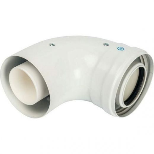 Элемент дымохода конденсационное колено 90° 60/100 м/п PP-FE (совместимый с Baхi и Viessmann) STOUT