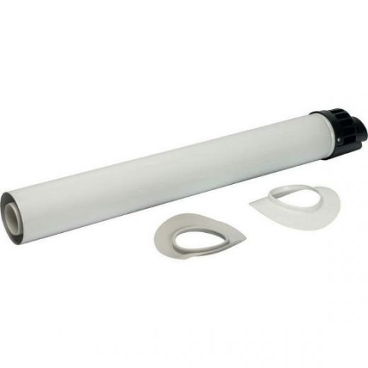 Элемент дымохода конденсационный участок для прохода через стену с манжетами и оголовком 854 мм 60/100 PP-FE STOUT