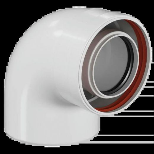 Отвод промежуточный коаксиальный раструбный конденсационный 90 80/125 ROMMER