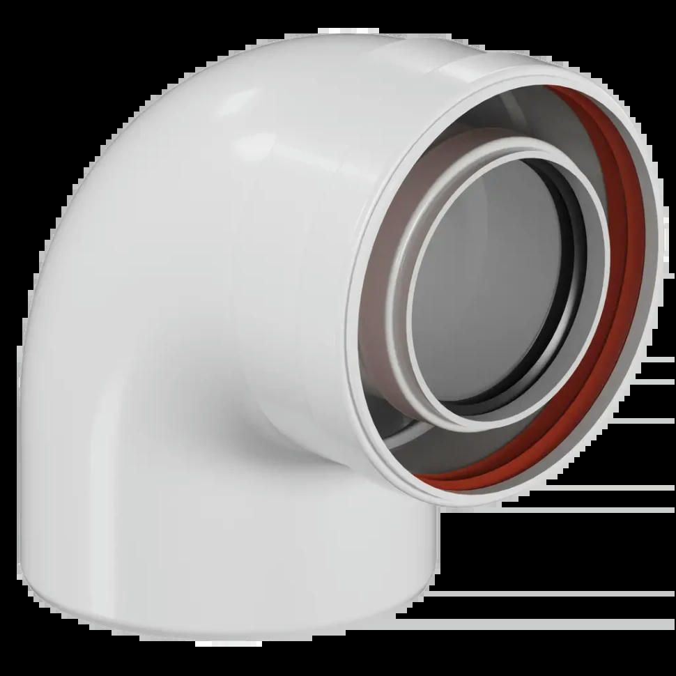 Отвод промежуточный коаксиальный раструбный конденсационный 90 80/125 ROMMER