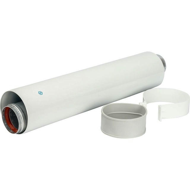 Элемент дымохода 60/100 труба коаксиальная 500 мм, уплотнения и хомут STOUT