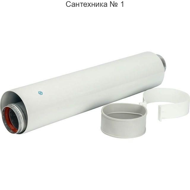 Элемент дымохода 60/100 труба коаксиальная 500 мм, уплотнения и хомут STOUT