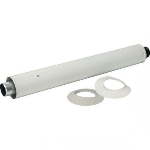 Элемент дымохода 60/100 конечный участок 830 мм дымохода для горизонтального прохода через стену с оголовком из пластика STOUT