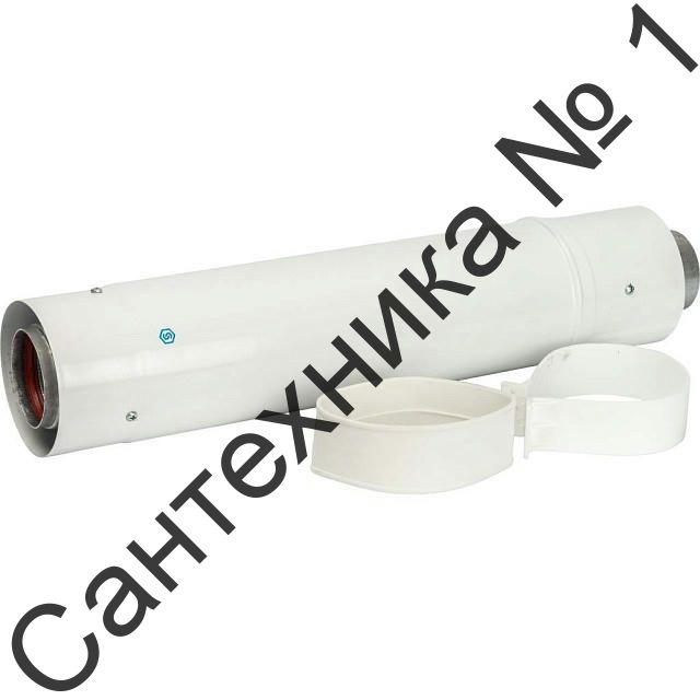 Элемент дымохода 60/100 труба коаксиальная телескопическая 470-750 мм, уплотнения и хомут STOUT