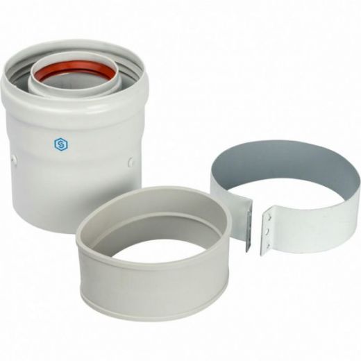 Элемент дымохода 60/100 адаптер для котла вертикальный коаксиальный (совместимый с Baхi и Viessmann) STOUT