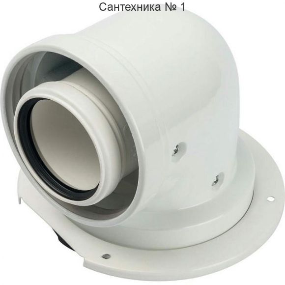 Элемент дымохода конденсационный адаптер 90° 60/100 м/п PP-AL с фланцем (совместимый с Bosch) STOUT