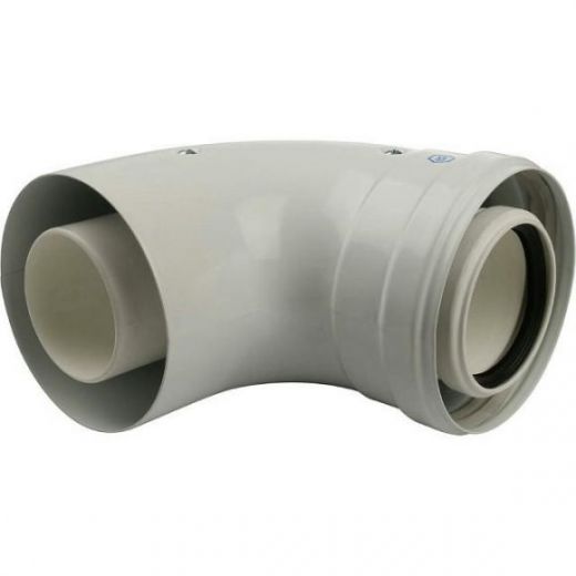 Элемент дымохода конденсационный угол 90° 60/100 с инспекционным окном PP-FE STOUT