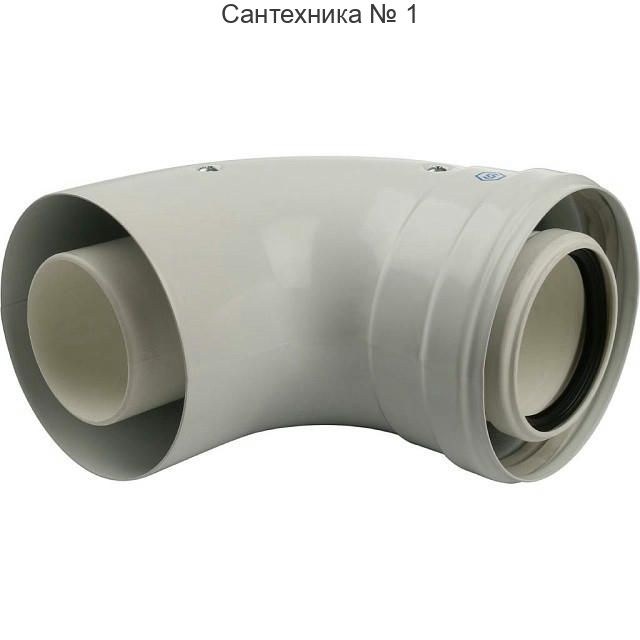 Элемент дымохода конденсационный угол 90° 60/100 с инспекционным окном PP-FE STOUT