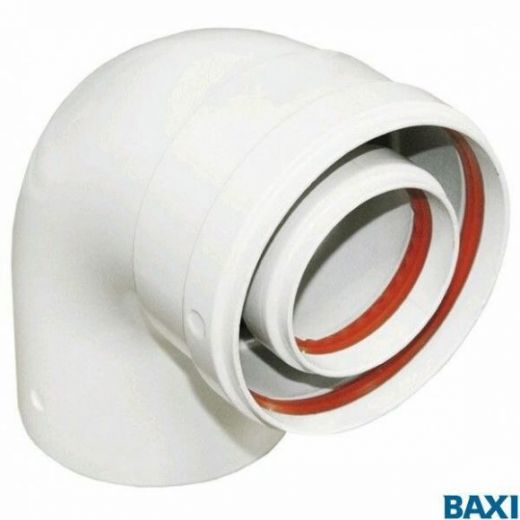 Коаксиальный отвод полипропиленовый 87° DN 80/125 для конденсационных котлов Baxi