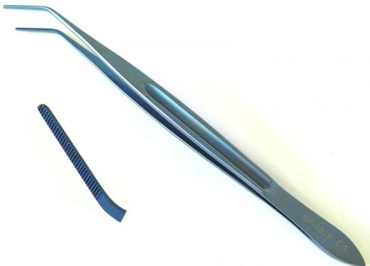 Пинцет титановый изогнутый 185 мм GF-1512T