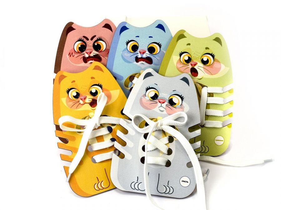 Игра-шнуровка Эмоциональные котики комплект