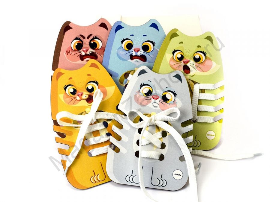 Игра-шнуровка Эмоциональные котики комплект