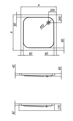 Квадратный душевой поддон Kolpa-San TRIN из акрила ФОТО