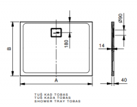 Душевой поддон прямоугольный Kolpa-San TOBAS из литьевого мрамора схема 2