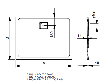 Душевой поддон прямоугольный Kolpa-San TOBAS из литьевого мрамора схема 2
