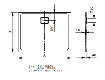 Душевой поддон квадратный Kolpa-San TOBAS из литьевого мрамора схема 2