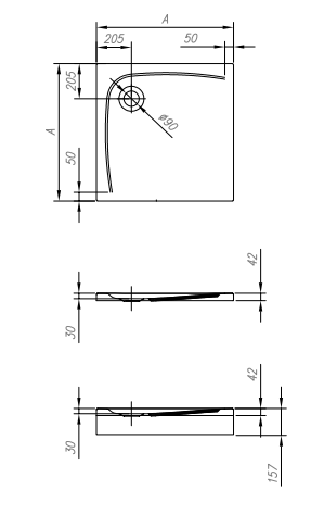 Душевой поддон квадратный Kolpa-San EVELIN из акрила ФОТО