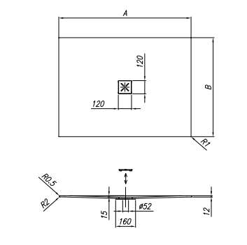 Душевой поддон Kolpa-San LEROCK ZERO из искусственного камня KERROCK ФОТО