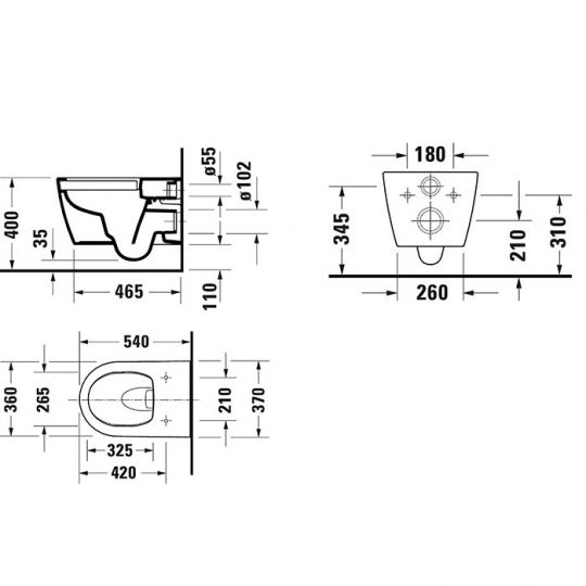 Унитаз подвесной Duravit Soleil by Starck смыв Tornado 252509 с сиденьем в комплекте схема 2