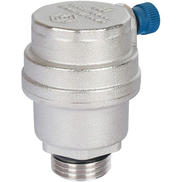 Воздухоотводчик автоматический НР 1/2, боковой выпуск, уплотнительное кольцо - NBR, никелированный STOUT