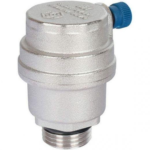 Воздухоотводчик автоматический НР 1/2, боковой выпуск, уплотнительное кольцо - NBR, никелированный STOUT