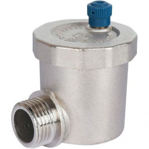 Воздухоотводчик автоматический НР 1/2, вертикальный выпуск, угловое подкючение, никелированный STOUT