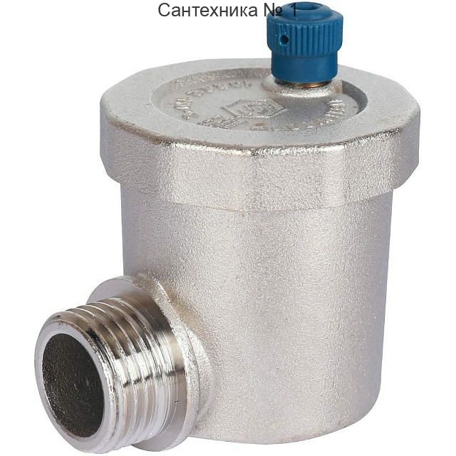 Воздухоотводчик автоматический НР 1/2, вертикальный выпуск, угловое подкючение, никелированный STOUT