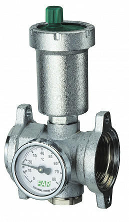 Узел фланцевый 1" с автоматическим воздухоотводчиком, термоманометром и заглушкой FAR