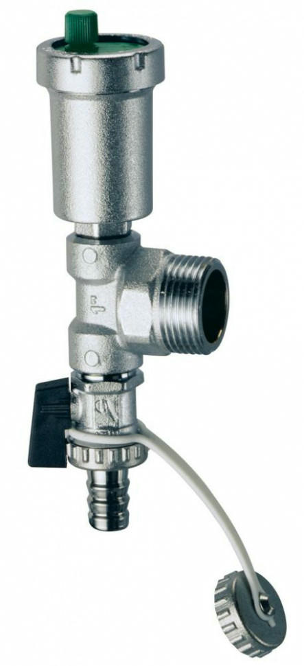 Узел с автоматическим воздухоотводчиком и сливным краном 1 1/2" НР, хромированный FAR
