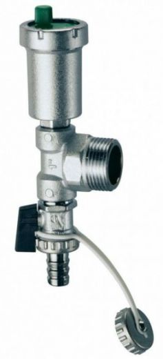 Узел с автоматическим воздухоотводчиком и сливным краном 1 1/2" НР, хромированный FAR