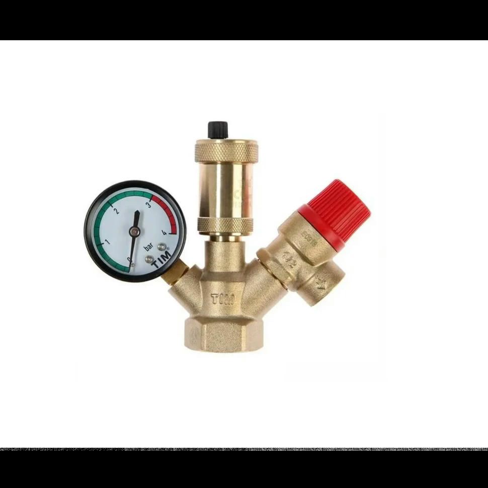 Группа безопасности котла 1'' ВР, 3 бар, мини, без накидной гайки TIM