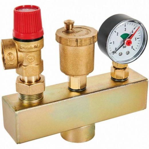 Группа безопасности котла 3 бар, 1" до 50 кВт, без теплоизоляции ROMMER