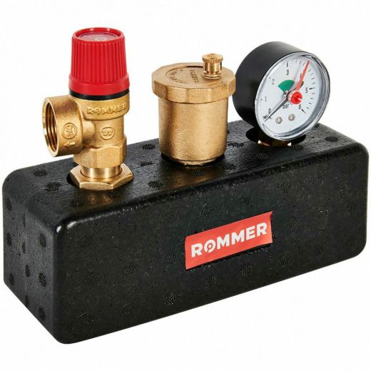 Группа безопасности котла 3 бар, 1" до 50 кВт, в теплоизоляции ROMMER