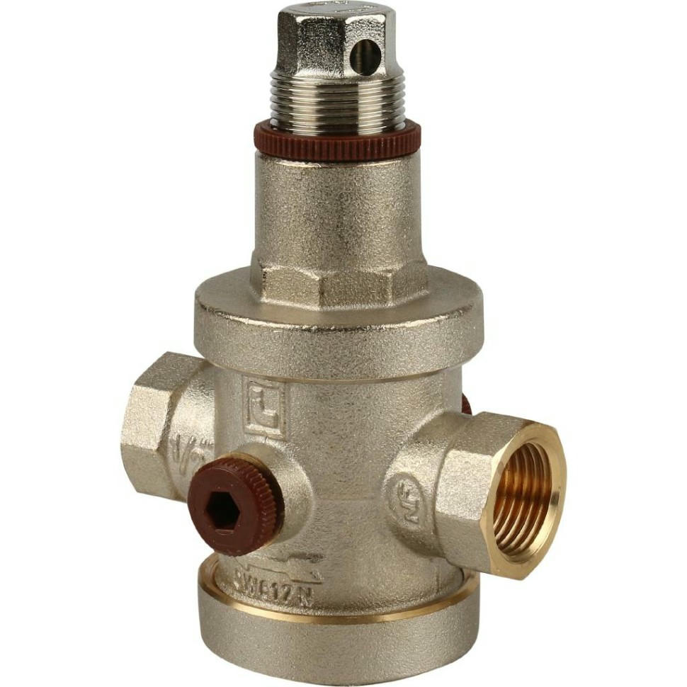 Редуктор давления ВВ 1/2" 1-6 бар PN25 под аксиальный манометр 1/4", никелированный EUROPRESS Itap